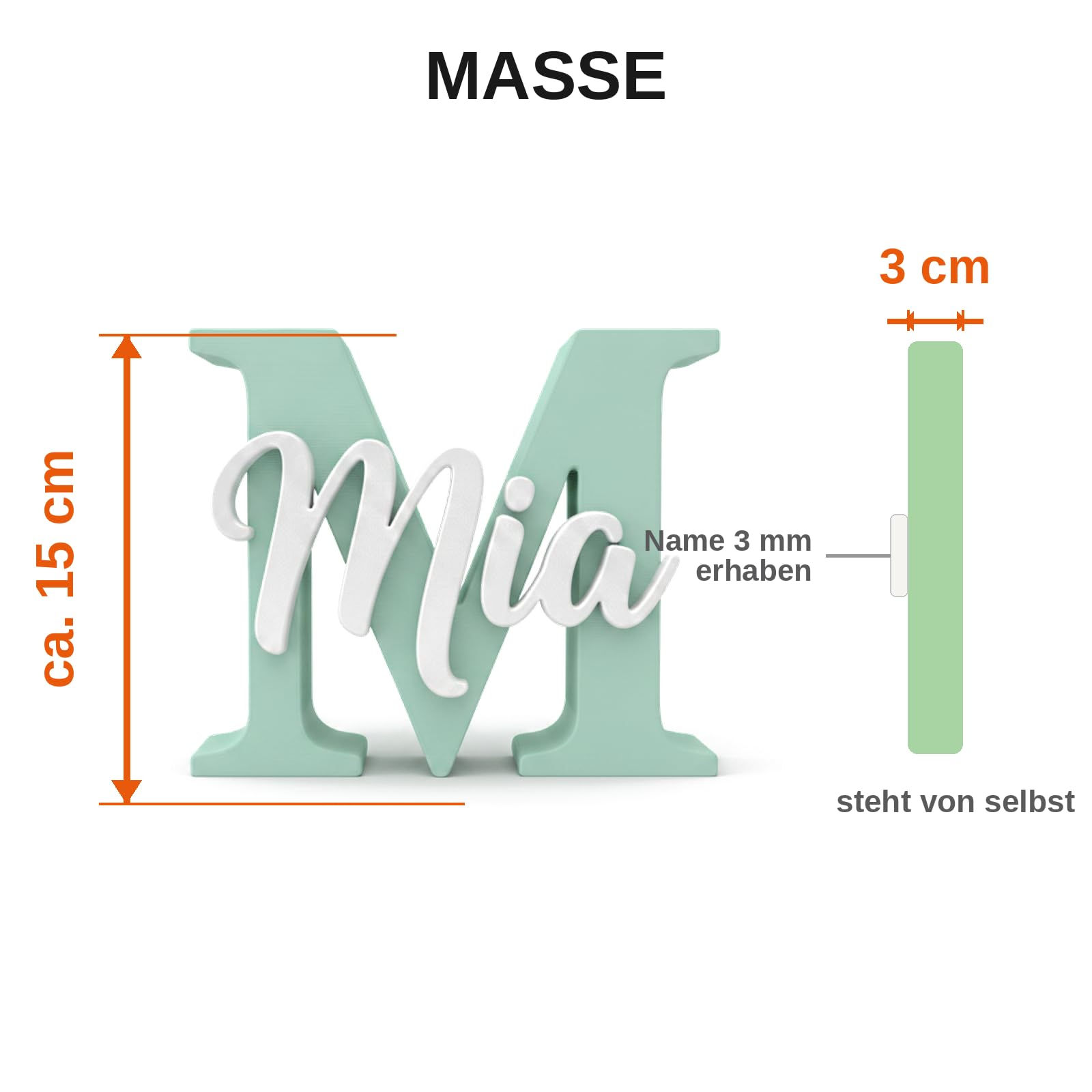 Personalisierter Deko-Buchstabe mit Namen aus 3D-Druck