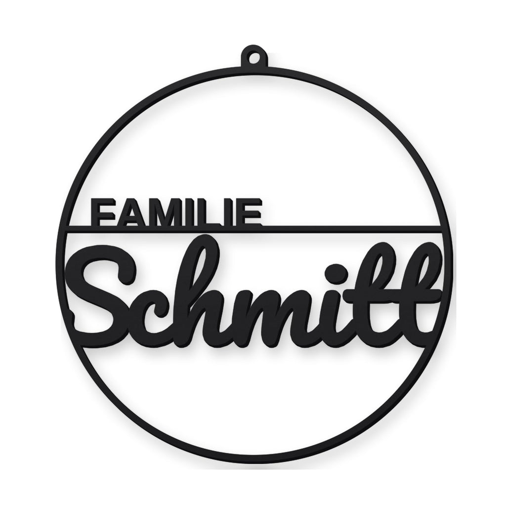 Rundes personalisiertes Türschild Familie aus 3D-Druck