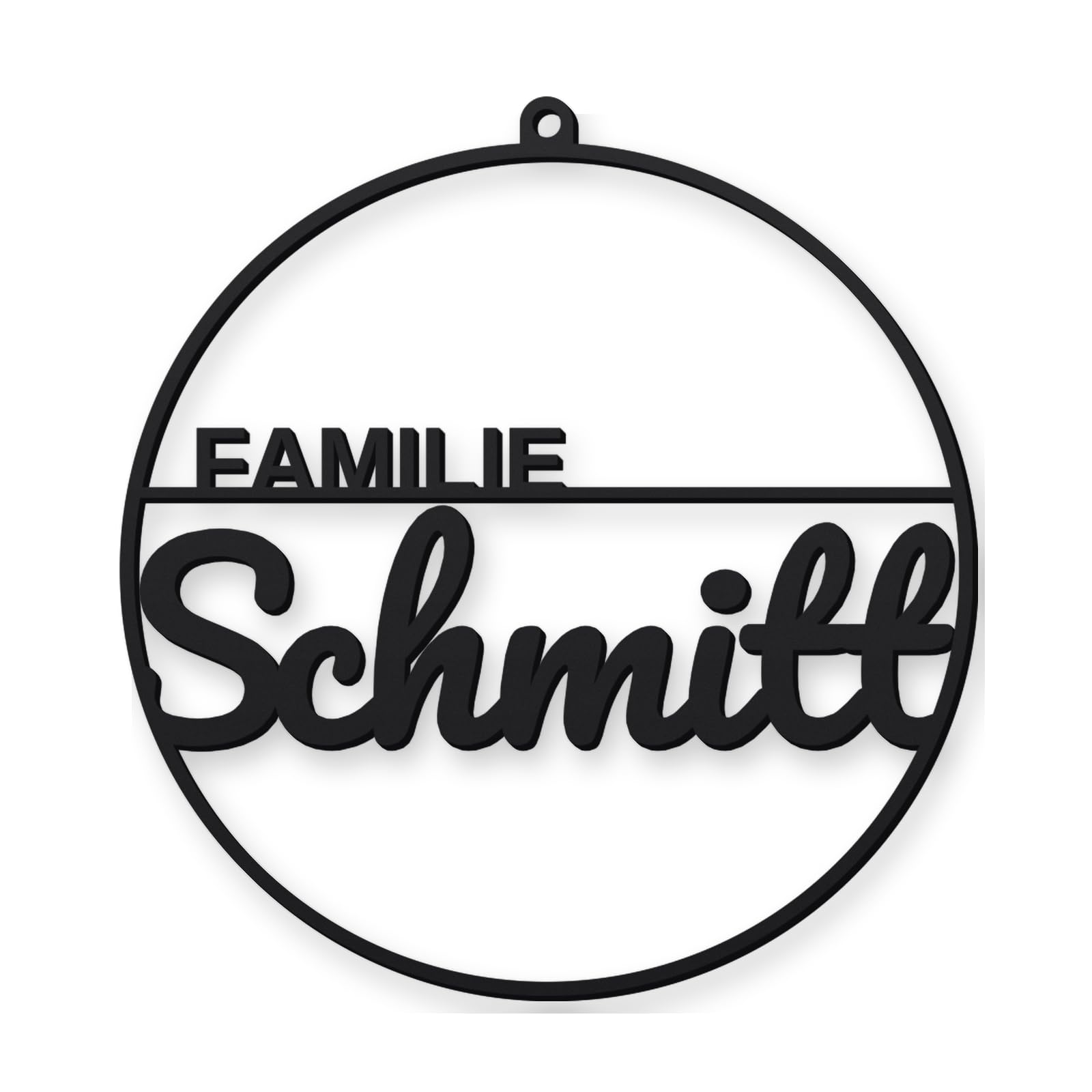 Rundes personalisiertes Türschild Familie aus 3D-Druck