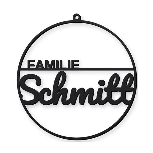 Rundes personalisiertes Türschild Familie aus 3D-Druck