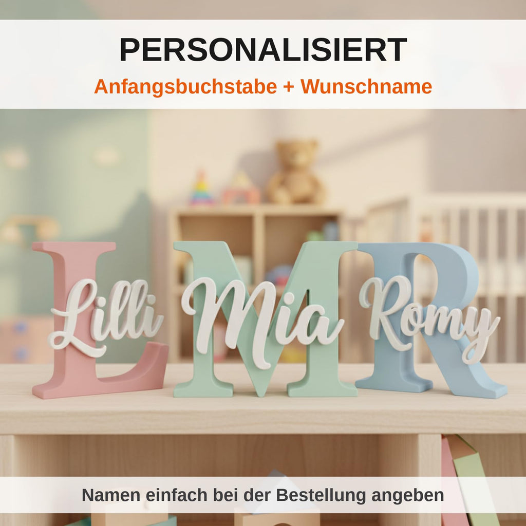 Personalisierter Deko-Buchstabe mit Namen aus 3D-Druck